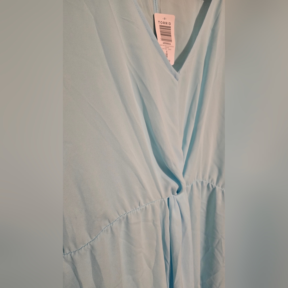NWT Torrid Soft Blue V-Neck Blouse - Picture 2 of 5